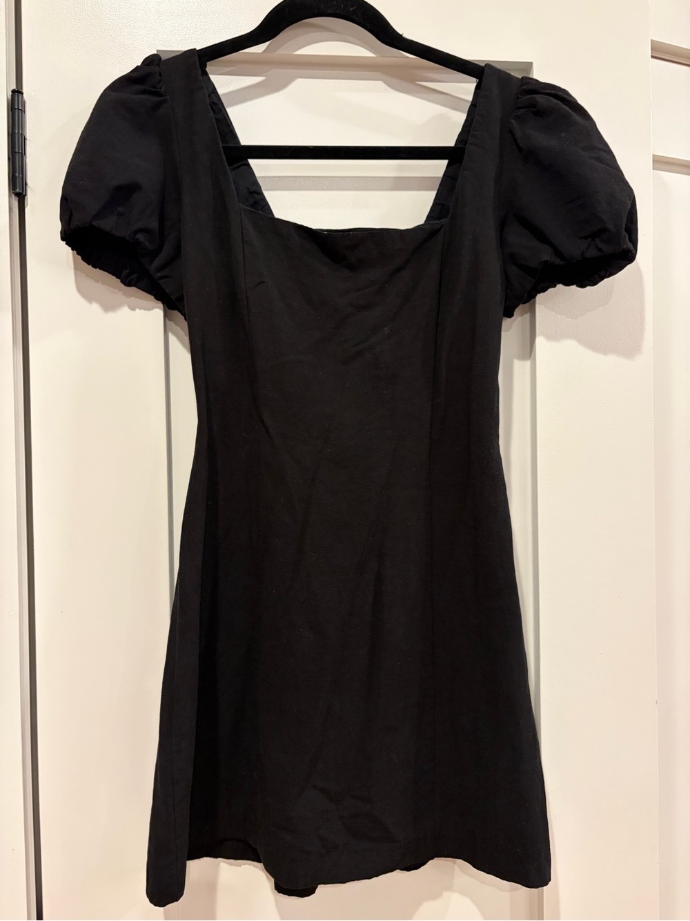Zara Black Puff-Sleeve Mini Dress